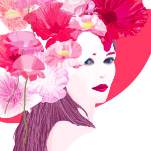 デジタルイラスト のおすすめ作品・人気作家 花　ポピー　赤　女性 poppy424 インテリア絵画 アート