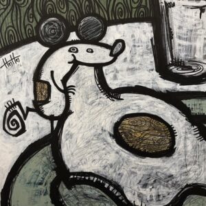 アクリル画 のおすすめ作品・人気作家 緑 ねずみ ネズミ 朝 食べ物 VICTOR &FRIED EGG インテリア絵画 アート