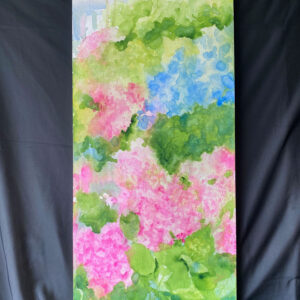 水彩画 のおすすめ作品・人気作家 ピンク 水彩画 緑 花 グリーン ブルー 青 アジサイの花 インテリア絵画 アート