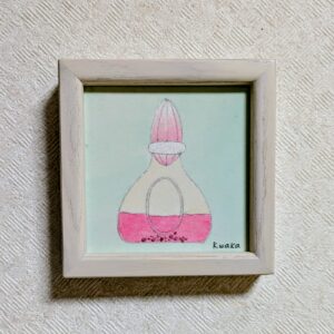 日本画 のおすすめ作品・人気作家 アートのある暮らし mineral ピンクパワーストーン 日本画 誕生石 鉱物 香水瓶 ルビー色の香水瓶 インテリア絵画 アート