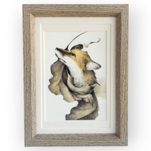 アクリル画 のおすすめ作品・人気作家 くすみカラー キツネ スモーキーカラー ニュアンスカラー ミニアート 動物の絵 小さな絵 心象 silence インテリア絵画 アート