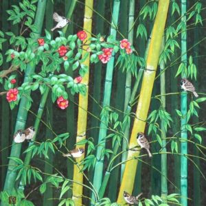 日本画 のおすすめ作品・人気作家 日本画　空間　時間　ゆとり 竹林に遊ぶ インテリア絵画 アート