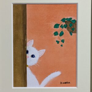 日本画 のおすすめ作品・人気作家 アートのある暮らし 猫 白 mineral オレンジ パワーストーン 日本画 縁起物 鉱物 見ているよ インテリア絵画 アート