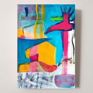 アクリル画 のおすすめ作品・人気作家 アクリル ピンク 抽象画 水彩画 黄色 カラフル モダンアート 現代アート 青 暫定風景　ーProvisional Landscapeー インテリア絵画 アート