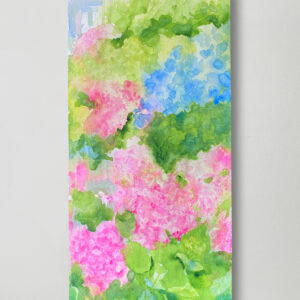 水彩画 のおすすめ作品・人気作家 ピンク 水彩画 緑 花 グリーン ブルー 青 アジサイの花 インテリア絵画 アート