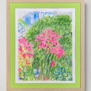 水彩画 のおすすめ作品・人気作家 ピンク 水彩画 緑 花 黄色 イエロー カラフル グリーン ブルー 青 風景画 道ばたの花Ⅱ インテリア絵画 アート