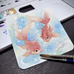 水彩画 のおすすめ作品・人気作家 金魚 一緒にいようね インテリア絵画 アート