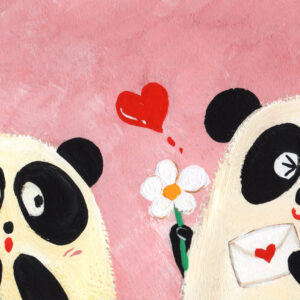 ポストカード の人気おすすめ通販 パンダイラスト告白ピンク 告白(ポストカード) インテリア絵画 アート