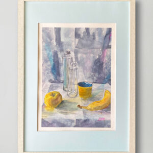 水彩画 のおすすめ作品・人気作家 水彩画 黄色 イエロー 静物画 3つの黄色いオブジェクト インテリア絵画 アート