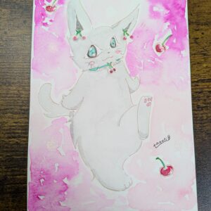イラスト のおすすめ作品・人気作家 イラスト 水彩画 猫 アナログイラスト 手描きイラスト 透明水彩 サクランボなミルク インテリア絵画 アート