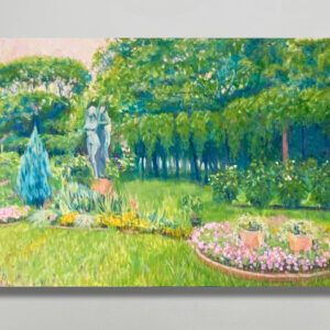 油絵 のおすすめ作品・人気作家 ピンク 油絵 花 カラフル グリーン 公園 風景 ピンクスカイ　春の日比谷公園 インテリア絵画 アート