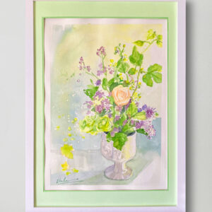 水彩画 のおすすめ作品・人気作家 水彩画 花 白い花瓶の花 インテリア絵画 アート
