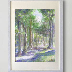 水彩画 のおすすめ作品・人気作家 水彩画 緑 自然 グリーン 森林 癒し 風景 風景画 朝日をあびて　森林浴 インテリア絵画 アート