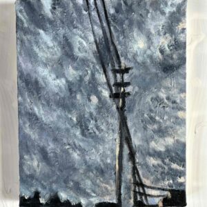 絵画 のおすすめ作品・人気作家 空 電柱 油彩 原画・油彩「近所の風景 20266」絵画 F3(22×27㎝) アートキャンバス インテリア絵画 アート