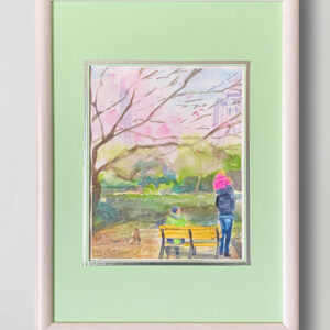 水彩画 のおすすめ作品・人気作家 ピンク 水彩画 自然 家族 桜 風景 風景画 春うらら 日比谷公園 インテリア絵画 アート