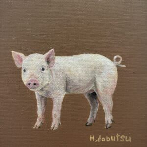 油絵 のおすすめ作品・人気作家 ブタ豚動物油絵 左向きの豚 インテリア絵画 アート