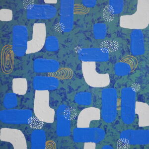 油絵 のおすすめ作品・人気作家 抽象 凹凸 金 点 グレー 線 光沢 白 緑 コンポジション -祭囃子- インテリア絵画 アート