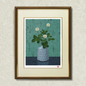 版画 のおすすめ作品・人気作家 自然 花 fineart modernart Nature インテリアアート ファインアート モダンアート リアル 一輪挿し 緑色 額付き 額装品 一輪挿しと白詰草（FW-056・太子サイズ） インテリア絵画 アート