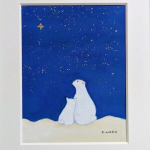 日本画 のおすすめ作品・人気作家 アートのある暮らし mineral シロクマ パワーストーン 北極星 日本画 縁起物 鉱物 青 ポラリス② インテリア絵画 アート