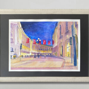 水彩画 のおすすめ作品・人気作家 水彩画 イエロー オックスフォード ブルー ロンドン 夜景 建物 観光地 風景 風景画 ロンドン・オックスフォードナイト インテリア絵画 アート