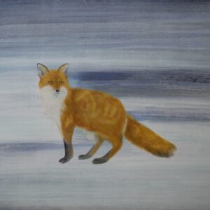 日本画 のおすすめ作品・人気作家 風景画動物キタキツネ雪冬白 キタキツネ インテリア絵画 アート