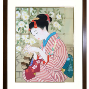 絵画 のおすすめ作品・人気作家 絹本　美人画　日本画　江戸美人　流行の花　町娘　娘島田 ナニワノイバラ インテリア絵画 アート