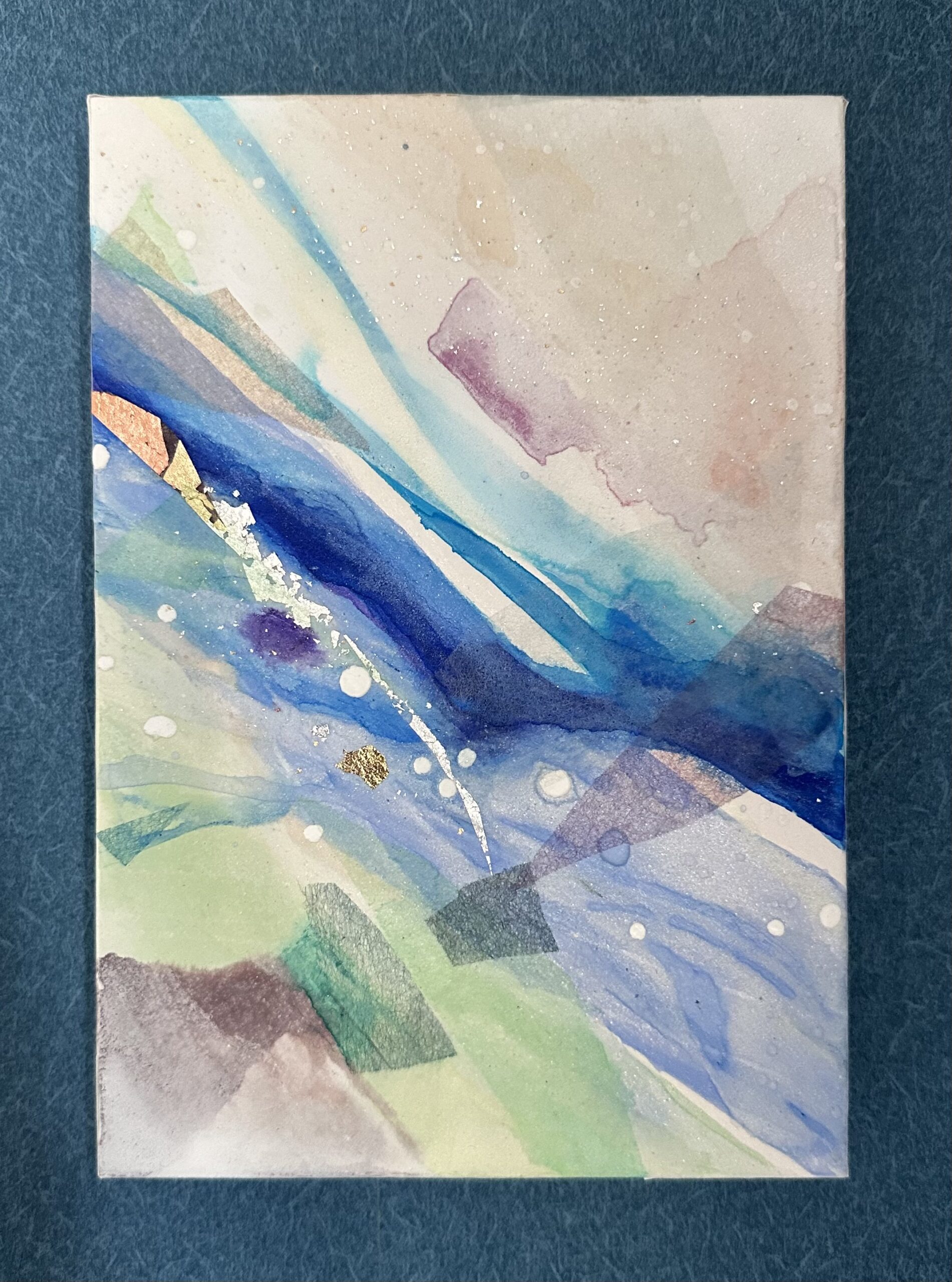 日本画 のおすすめ作品・人気作家 日本画 箔 青 風 青い風　3 インテリア絵画 アート