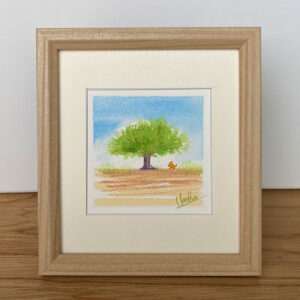 水彩画 のおすすめ作品・人気作家 木 水彩画 やすらぎ カラフル グリーン ブルー 子犬 風景 一本の木の下で インテリア絵画 アート