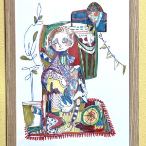 ペン画 ドローイングのおすすめ作品・人気作家 抽象画 インテリア カラフル 秘密基地 部屋 A secret base on the carpet インテリア絵画 アート