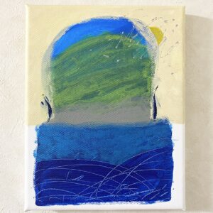 アクリル画 のおすすめ作品・人気作家 抽象画 アクリル画 グリーン ブルー 今日の絵 心象 心象風景 日々の心象シリーズ 風景画 ふりかえる インテリア絵画 アート