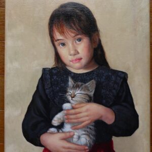 油絵 のおすすめ作品・人気作家 肖像画 少女 子供 猫 かわいい 少女の絵 子猫の絵 動物 いやし キュート  小さな友だち インテリア絵画 アート