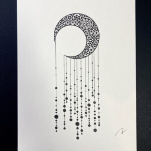 ペン画 ドローイングのおすすめ作品・人気作家 夜 月 月の雫（しずく） インテリア絵画 アート
