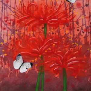 日本画 のおすすめ作品・人気作家 日本画　空間　時間　ゆとり 曼殊沙華に舞う インテリア絵画 アート