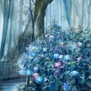 イラスト のおすすめ作品・人気作家 雨 ブルー 梅雨 紫 紫陽花 翠雨（すいう インテリア絵画 アート