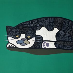 絵画 のおすすめ作品・人気作家 イラスト 猫 緑 黒 沼 インテリア絵画 アート