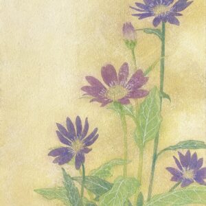 日本画 のおすすめ作品・人気作家 植物 自然 花 紫 黄土 都忘れ インテリア絵画 アート