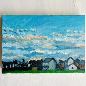 絵画 のおすすめ作品・人気作家 油彩 風景 原画・油彩「優しい夕空3」絵画・サムホール(16×23㎝)アート・キャンバス インテリア絵画 アート