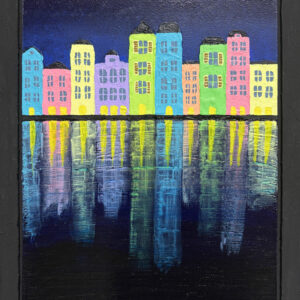 アクリル画 のおすすめ作品・人気作家 カラフル 夜景 建物 湖 風景 運河の街 インテリア絵画 アート