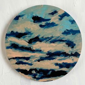 絵画 のおすすめ作品・人気作家 空 風景 油彩 円形 原画・油彩「夕空」絵画・直径25㎝・アート・丸形キャンバス インテリア絵画 アート