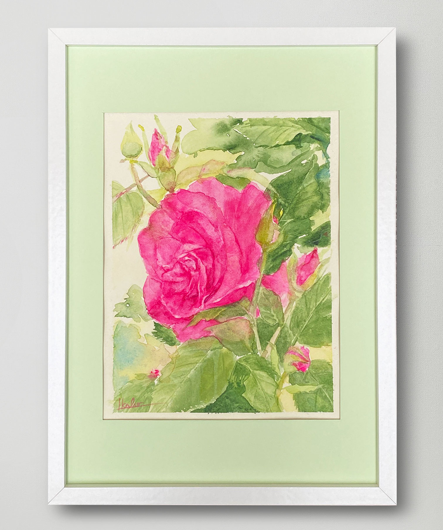 夢見るピンクローズの花 | Ikuko. K ｜インテリア絵画 アートの専門