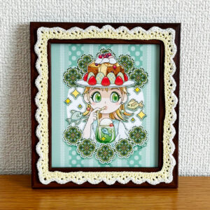 デジタルイラスト のおすすめ作品・人気作家 イラスト かぎ針編み かわいい カフェ グリーン スイーツ フレンチトースト 帽子 フレンチトーストな帽子 インテリア絵画 アート