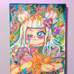 アクリル画 のおすすめ作品・人気作家 イラスト ミクストメディア 星 mixedmedia Shootingstar イラストアート ファンシー ファンタジー 女の子 女の子イラスト 流れ星 現代アート 絵画 【一点物:イラストアート】★GET YOUR SHINING STAR★ インテリア絵画 アート