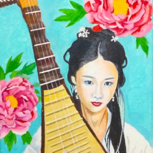油絵 のおすすめ作品・人気作家 人物 琵琶を弾く美女 インテリア絵画 アート