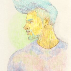 絵画 のおすすめ作品・人気作家 人物 色鉛筆 青い髪 インテリア絵画 アート