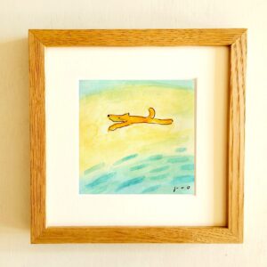 手描きイラスト のおすすめ作品・人気作家 水彩画，青，ブルー，水彩イラスト，イラスト，犬，動物 光の方へ インテリア絵画 アート