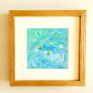 水彩画 のおすすめ作品・人気作家 ドローイング，青，ブルー，水彩，ペン 夜に咲く黄色い花 インテリア絵画 アート
