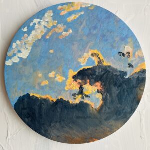 絵画 のおすすめ作品・人気作家 空　風景　油彩　円形 原画・油彩「APOLLON」絵画・直径30㎝　アート・丸型キャンバス インテリア絵画 アート