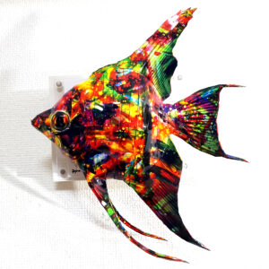 彫刻 レリーフ 立体アート のおすすめ作品・人気作家 動物 立体 魚 contemporary コンテンポラリーアート トカゲ ポップアート 彫刻 色めきのエンゼルフィッシュが空を舞う インテリア絵画 アート