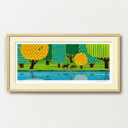 版画 のおすすめ作品・人気作家 抽象画 緑 自然 fineart modernart Nature インテリアアート ファインアート モダンアート 北欧 半抽象 額付き 額装品 reflections（A-011・60×30） インテリア絵画 アート