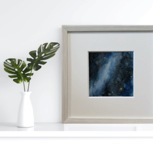 絵画 のおすすめ作品・人気作家 夜空星天の川天空銀河星屑光抽象透明水彩アクリル絵の具ブルー青蒼ミッドナイト SQUARE　蒼 インテリア絵画 アート
